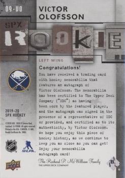 2019-20 SPx - 2009-10 Retro Rookie Autographed Patch #09-VO Victor Olofsson Back