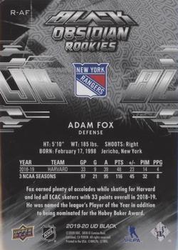 2019-20 SPx - UD Black Obsidian Rookies #R-AF Adam Fox Back