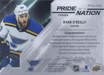 2019-20 SPx - UD Black Pride of a Nation Auto Manufactured Patch #PNA-RO Ryan O'Reilly Back