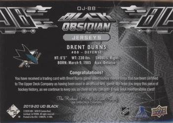 2019-20 SPx - UD Black Obsidian Jerseys #OJ-BB Brent Burns Back