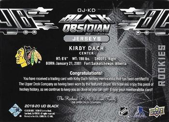 2019-20 SPx - UD Black Obsidian Rookies Jerseys #OJ-KD Kirby Dach Back