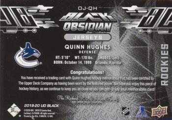 2019-20 SPx - UD Black Obsidian Rookies Jerseys #OJ-QH Quinn Hughes Back