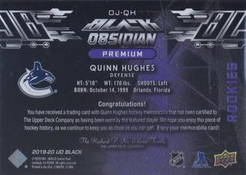 2019-20 SPx - UD Black Obsidian Rookies Premium Purple #OJ-QH Quinn Hughes Back