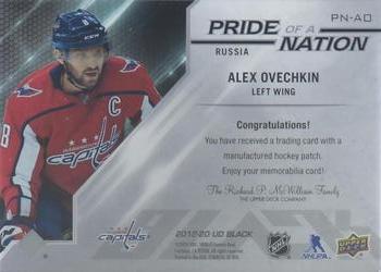 2019-20 SPx - UD Black Pride of a Nation Manufactured Patch #PN-AO Alex Ovechkin Back