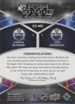 2019-20 SPx - Double XL Duos Materials #XD-MD Connor McDavid / Leon Draisaitl Back