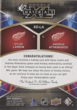 2019-20 SPx - Double XL Duos Materials Patch #XD-LA Dylan Larkin / Andreas Athanasiou Back