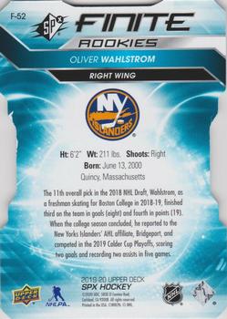 2019-20 SPx - Finite Die Cut Variant #F-52 Oliver Wahlstrom Back