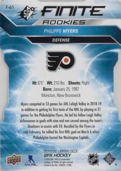 2019-20 SPx - Finite Die Cut Variant #F-61 Philippe Myers Back