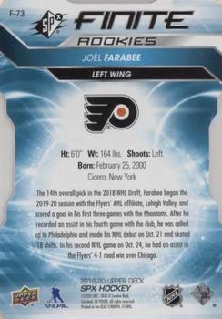 2019-20 SPx - Finite Die Cut Variant #F-73 Joel Farabee Back