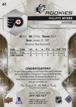2019-20 SPx - Materials #61 Philippe Myers Back