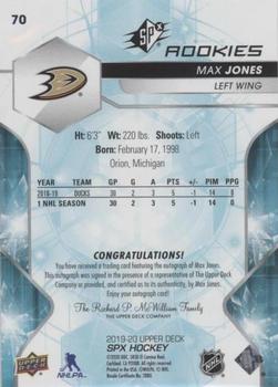 2019-20 SPx - Autographs #70 Max Jones Back
