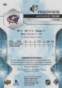 2019-20 SPx - Autographs #85 Alexandre Texier Back