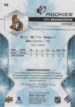 2019-20 SPx - Autographs #95 Erik Brannstrom Back