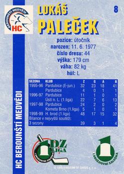 1999-00 Score 1.DZ Liga #8 Lukas Palecek Back