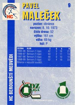 1999-00 Score 1.DZ Liga #9 Pavel Malecek Back