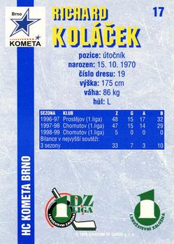 1999-00 Score 1.DZ Liga #17 Richard Kolacek Back