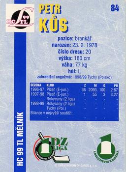 1999-00 Score 1.DZ Liga #84 Petr Kus Back