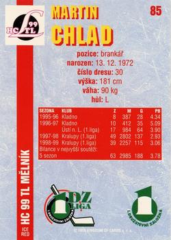 1999-00 Score 1.DZ Liga - Red Ice 2000 #85 Martin Chlad Back