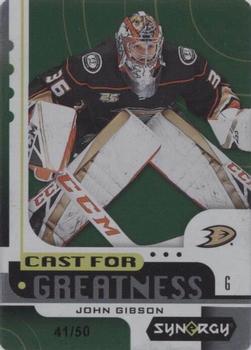 2019-20 Upper Deck Synergy - Cast for Greatness Green Achievements #CG-33 John Gibson Front