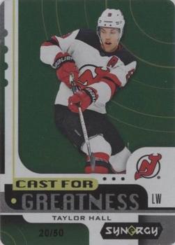 2019-20 Upper Deck Synergy - Cast for Greatness Green Achievements #CG-34 Taylor Hall Front
