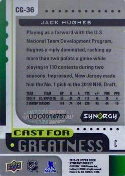 2019-20 Upper Deck Synergy - Cast for Greatness Autograph Green Achievements #CG-36 Jack Hughes Back