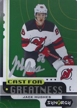 2019-20 Upper Deck Synergy - Cast for Greatness Autograph Green Achievements #CG-36 Jack Hughes Front