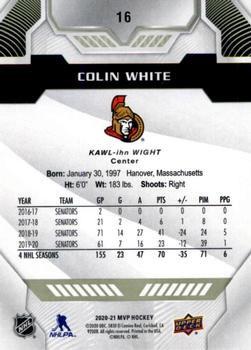 2020-21 Upper Deck MVP #16 Colin White Back