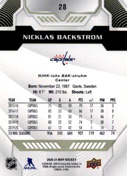 2020-21 Upper Deck MVP #28 Nicklas Backstrom Back