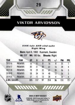 2020-21 Upper Deck MVP #29 Viktor Arvidsson Back