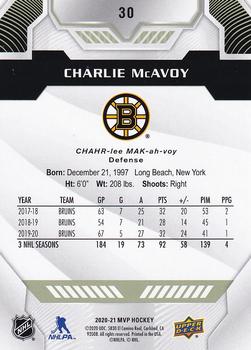 2020-21 Upper Deck MVP #30 Charlie McAvoy Back