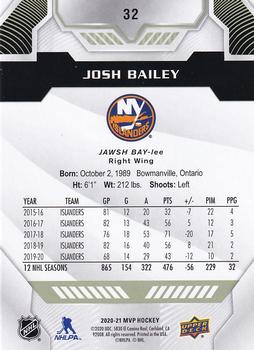 2020-21 Upper Deck MVP #32 Josh Bailey Back