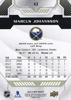 2020-21 Upper Deck MVP #43 Marcus Johansson Back