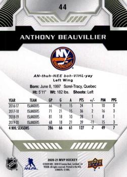2020-21 Upper Deck MVP #44 Anthony Beauvillier Back
