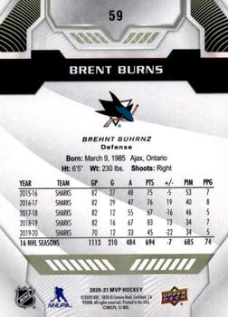 2020-21 Upper Deck MVP #59 Brent Burns Back