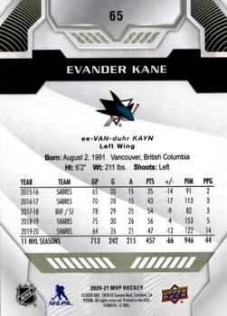 2020-21 Upper Deck MVP #65 Evander Kane Back