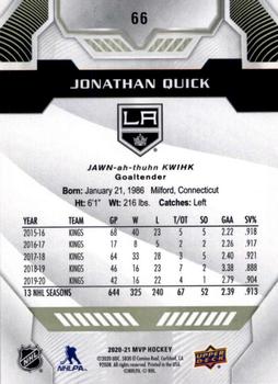 2020-21 Upper Deck MVP #66 Jonathan Quick Back