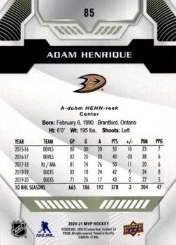 2020-21 Upper Deck MVP #85 Adam Henrique Back