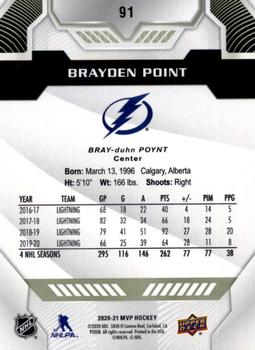2020-21 Upper Deck MVP #91 Brayden Point Back
