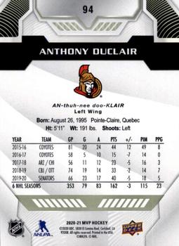 2020-21 Upper Deck MVP #94 Anthony Duclair Back