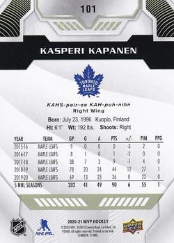 2020-21 Upper Deck MVP #101 Kasperi Kapanen Back