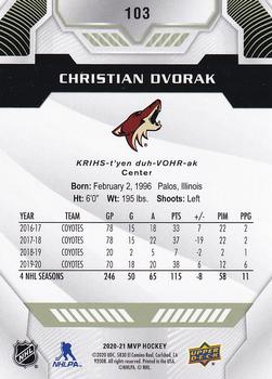 2020-21 Upper Deck MVP #103 Christian Dvorak Back