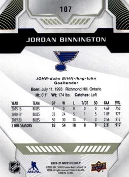 2020-21 Upper Deck MVP #107 Jordan Binnington Back