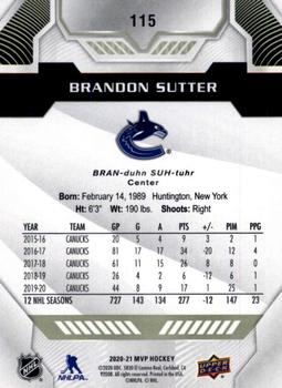 2020-21 Upper Deck MVP #115 Brandon Sutter Back