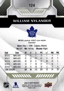 2020-21 Upper Deck MVP #124 William Nylander Back