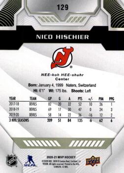 2020-21 Upper Deck MVP #129 Nico Hischier Back