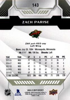 2020-21 Upper Deck MVP #143 Zach Parise Back
