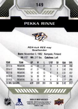 2020-21 Upper Deck MVP #149 Pekka Rinne Back