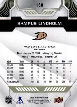 2020-21 Upper Deck MVP #160 Hampus Lindholm Back