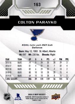 2020-21 Upper Deck MVP #163 Colton Parayko Back