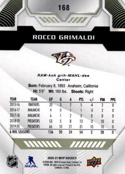 2020-21 Upper Deck MVP #168 Rocco Grimaldi Back